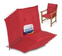 Beautissu Coussins de Jardin de Chaise épais Confortable à Dossier Bas | 100x50x6cm rouge coussin extérieur set de 8 Exterieur galette Loft NL