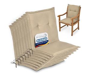 Beautissu Coussins de Jardin de Chaise épais Confortable Set de 8 Dossier | 100x50x6cm Nature coussin extérieur bas siège galette banc Loft NL