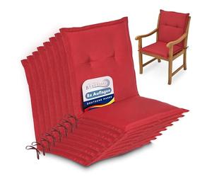 Beautissu Coussins de Jardin de Chaise Loft NL Rouge Set de 8-100x50x6cm - Coussin Exterieur Jardin épais & Confortable - Coussin Dossier Bas