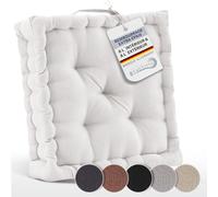 Beautissu Coussins de Sol d'assise Coton avec poignée de Transport Matelas | 50x50cm naturel matelas épais 10cm 100% coussin de chaise intérieur extérieur Beauitssu siège galette Mila
