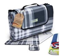 Beautissu Couverture Pique Nique Impermeable 200x200 cm Anthracite Bella - Plaid Tapis Pique Nique Nappe Picnic Portable pour Camping, Jardin Couverture de Plage avec Poignée