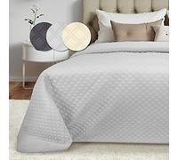 Beautissu Couvre Lit 2 Personnes 220x240 cm Olivia - Dessus de Lit Matelassé pour Boxspring & Canapé Grand Couvre-lit Respirant Plaid Canapé Grande Taille - Couverture Gris Clair