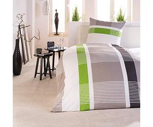 Beautissu Dana Set de Parure de Lit en Coton 155x220 cm - Taie d’Oreiller 80x80 cm & Housse de Couette 155x220 cm - Housses avec Fermeture éclair