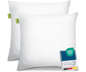 Beautissu Ensemble d'Oreillers Moelleux synthétique 80x80 cm - 2X Coussin Lavable Convient aux Personnes Allergiques & Oeko-TEX - Garnissage 800g avec Couture Intérieure - BeauNuit UK