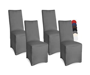 Beautissu Housse Chaise Leona Lot de 4 Housse de Chaise Fete - 45x90cm Anthracite - Elégante et Moderne - Housse élastique Chaise - Standard 100 by Oeko-TEX®