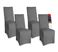 Beautissu Housse Chaise Lot de 4 élastique élégante Moderne Standard | 45x90cm anthracite fête bi-élastique BY OEKO-TEX extensible banquet mariage label Öko-Tex Leona