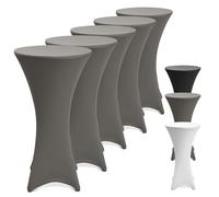 Beautissu Housse Table de Jardin Haute élastique Lot de 5 Mange Debout | Ø80-85cm anthracite de 5 Housses renfort pied protection Stella