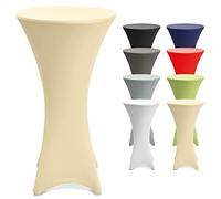 Beautissu Housse Table de Jardin Haute Mange Debout élastique lot | Ø80-85cm creme de 2 Housses extensible antidérapant renfort protection bistrot extérieur Stella
