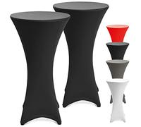 Beautissu Housse Table de Jardin - Lot de 2 Housses Table de Jardin Haute - Housse Mange Debout - Housse Table Elastique - Stella Ø 60-65 cm - Noir