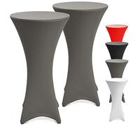 Beautissu Housse Table de Jardin - Lot de 2 Housses Table de Jardin Haute - Housse Mange Debout - Housse Table Elastique - Stella Ø 70-75 cm - Anthracite