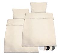 Beautissu Julie 2 Sets de Parure de Lit en Coton 135x200 cm - Ensemble Literie avec Une Housse de Couette 135x200 cm Un Taie d’Oreiller 80x80 cm pour Toute l’Année - Housses Crème