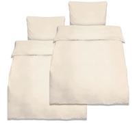 Beautissu Julie Ensemble literie 100% coton renforcé Set de 4 : 2x Housse de couette 135x200cm + 2x Taille d’oreiller 80x80cm Crème