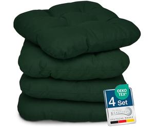 Beautissu Lisa Set de 4 Coussins 40x40 cm - Coussin de Chaise d'extérieur et d'intérieur 40x40 cm, Coussin Souple pour Les chaises de Jardin, Coussin en Mousse de 8 cm - Vert foncé