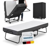 Beautissu Lit d'Appoint Pliant 90x200 cm - Matelas 13 cm Mousse à Mémoire de Forme, Lit Pliable pour Adulte jusqu'à 250 kg, Lit sur roulettes 4 Roues Freinées, Gain de Place Housse - Traumkraft L