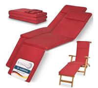 Beautissu Lot de 2 Coussin Bain de Soleil 175x45x5 cm Loftlux DC - Matelas Bain de Soleil Housse Amovible - Coussin Transat Exterieur Chaise Longue Rouge