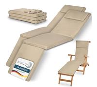 Beautissu Lot de 2 Coussin Bain de Soleil 175x45x5 cm Loftlux DC - Matelas Bain de Soleil Housse Amovible - Coussin Transat Exterieur Chaise Longue Nature