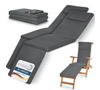Beautissu Lot de 2 Coussin Bain de Soleil 175x45x5 cm Loftlux DC - Matelas Bain de Soleil Housse Amovible - Coussin Transat Exterieur Chaise Longue Gris Graphite