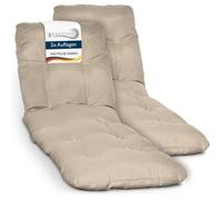 Beautissu Lot de 2 Coussin Bain de Soleil 190x60 cm Flair RL - 8 cm Épais Coussin Chaise Longue pour Jardin Terrasse Balcon - Confortable Matelas Transat Exterieur - Nature