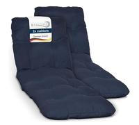 Beautissu Lot de 2 Coussin Bain de Soleil 190x60 cm Flair RL - 8 cm Épais Coussin Chaise Longue pour Jardin Terrasse Balcon - Confortable Matelas Transat Exterieur - Bleu Foncé