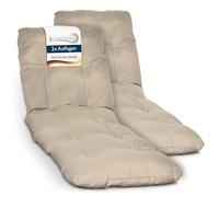 Beautissu Lot de 2 Coussin Bain de Soleil 190x60 cm Flair RL - 8 cm Épais Coussin Chaise Longue pour Jardin Terrasse Balcon - Confortable Matelas Transat Exterieur - Nature