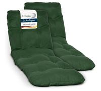 Beautissu Lot de 2 Coussin Bain de Soleil 190x60 cm Flair RL - 8 cm Épais Coussin Chaise Longue pour Jardin Terrasse Balcon - Confortable Matelas Transat Exterieur - Vert Foncé