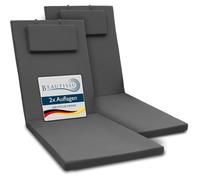 Beautissu Lot de 2 Coussin Bain de Soleil 200x60x5cm Loft RL - Résistance UV Matelas Transat Exterieur Coussin Chaise Longue avec Fermeture Éclair - Gris Foncé