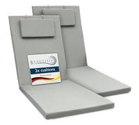 Beautissu Lot de 2 Coussin Bain de Soleil 200x60x5cm Loft RL - Résistance UV Matelas Transat Exterieur Coussin Chaise Longue avec Fermeture Éclair - Gris Clair