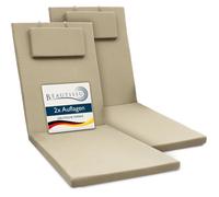 Beautissu Lot de 2 Coussin Bain de Soleil 200x60x5cm Loft RL - Résistance UV Matelas Transat Exterieur Coussin Chaise Longue avec Fermeture Éclair - Nature