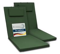 Beautissu Lot de 2 Coussin Bain de Soleil 200x60x5cm Loft RL - Résistance UV Matelas Transat Exterieur Coussin Chaise Longue avec Fermeture Éclair - Vert Foncé