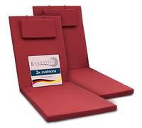 Beautissu Lot de 2 Coussin Bain de Soleil 200x60x5cm Loft RL - Résistance UV Matelas Transat Exterieur Coussin Chaise Longue avec Fermeture Éclair - Rouge