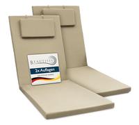 Beautissu Lot de 2 Coussin Bain de Soleil 200x60x5cm Loft RL - Résistance UV Matelas Transat Exterieur Coussin Chaise Longue avec Fermeture Éclair - Nature