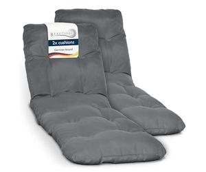 Beautissu Lot de 2 Coussin Bain de Soleil Chaise Longue Matelas Transat | 190x60cm Anthracite 8cm Épais Confortable pour Jardin Terrasse Balcon Exterieur rembourrage Flair RL