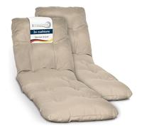 Beautissu Lot de 2 Coussin Bain de Soleil Chaise Longue Matelas Transat | 190x60cm Nature 8cm Épais Confortable pour Jardin Terrasse Balcon Exterieur rembourrage Flair RL