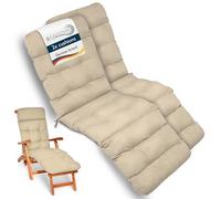 Beautissu Lot de 2 Coussins Bain de Soleil 200x50x8 cm Flair DC - Matelas Transat Coussin Chaise Longue Exterieur pour Jardin Terrasse Balcon - Nature