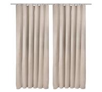 Beautissu Lot de 2 Rideaux Occultants Opaque à Ruflette140x245cm - Blackout Rideau Occultant Thermiques Creme pour Fenêtre Porte - Amelie BK