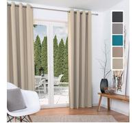 Beautissu Lot de 2 Rideaux Occultants Opaque à Oeillets 140x245cm - Blackout Rideau Occultant Thermiques Creme pour Fenêtre Porte - Amelie BO