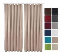 Beautissu Lot de 2 Rideaux Occultants Opaque à Ruflette140x245cm - Blackout Rideau Occultant Thermiques Sable pour Fenêtre Porte - Amelie BK