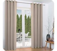 Beautissu Lot de 2 Rideaux - Rideau Thermique oeillet Sable Amelie - 140x245 cm - Rideau Isolant à Oeillets