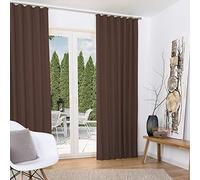 Beautissu Lot de 2 Rideaux Thermiques Isolants Anti Chaleur 140x245 cm Amelie - Rideau Opaque à Ruflette Anti Froid & Isolation Thermique - Rideau Occultant avec Ruban Fronceur Marron