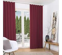 Beautissu Lot de 2 Rideaux Thermiques Isolants Anti Chaleur 140x245 cm Amelie - Rideau Opaque à Ruflette Anti Froid & Isolation Thermique - Rideau Occultant avec Ruban Fronceur Rouge