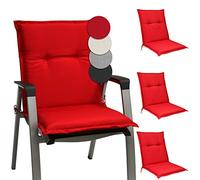 Beautissu Lot de 4 Coussin Fauteuil de Jardin Matelas Chaise à Dossier Bas | 100x50x6cm rouge assise pour balcon camping d'assise extérieur galette Base NL