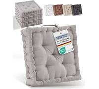 Beautissu Lot de 4 Coussins d‘Assise - Mila - Avec Poignée - Rembourrage Extra épais - 40x40x8cm 100% Coton - Taupe