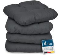 Beautissu Lot de 4 Coussins d'assise Doux résistants intérieur et extérieur | 40x40cm anthracite avec rembourrage en mousse de 8cm de siège robustes galette chaise jardin Lisa