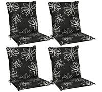 Beautissu Lot de 4 Coussins de Chaise Dossier Bas Assise extérieur UV Haut | 100x50cm pour fauteuils de jardin terrasse balcon Résistants galette set Flores