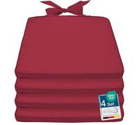 Beautissu Lot de 4 Galette de Chaise déhoussable pour intérieur Coussin | 45x40x5cm Rouge d'assise Confortable pour jardin rotin Outdoor Set extérieur Pia