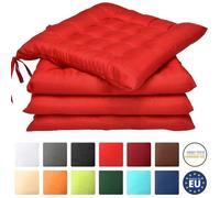 Beautissu Coussin Chaise Jardin Lea - Lot de 4 - Coussin Exterieur Confortable et épais - Idéal pour intérieur et extérieur - 40x40x5 cm - Rouge