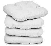 Beautissu Lot de 4 Galettes de Chaise Lisa 40x40x8cm - Blanc Set de 4 - Coussins chaise intérieur & extérieur - Doux et confortable