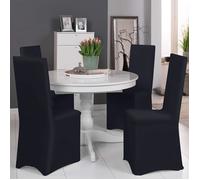 Beautissu Lot de 4 Housses Strech Leona pour Chaise de Banquet - 45x90cm - Elegante, Moderne - Bi-Elastique - Oeko-TEX - Noir