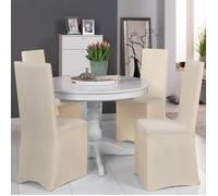 Beautissu Lot de 4 Housses Strech Leona pour Chaise de Banquet - 45x90cm - Elegante, Moderne - Bi-Elastique - Oeko-TEX - Ecru