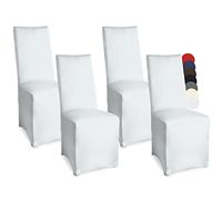 Beautissu Lot de 4 Housses Strech Leona pour Chaise de Banquet - 45x90cm - Elegante, Moderne - Bi-Elastique - Oeko-TEX - Blanc